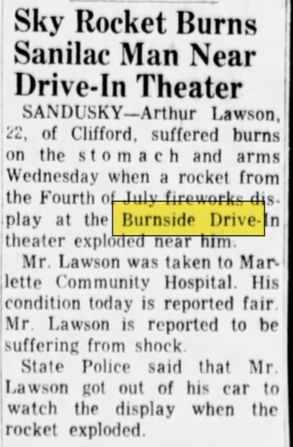 Burnside Drive-In Theatre - Jul 1962 Article On Fireworks Incident (newer photo)